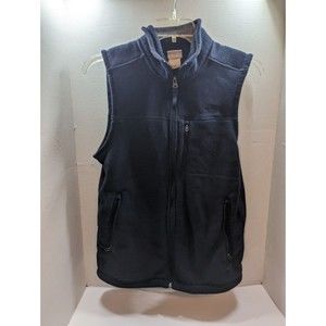 The North Face Vest Mens Medium DK Blue Full Zip Pockets Logo Embroidered
